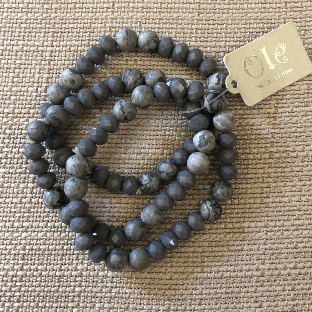 3 strand Grey tone bracelets